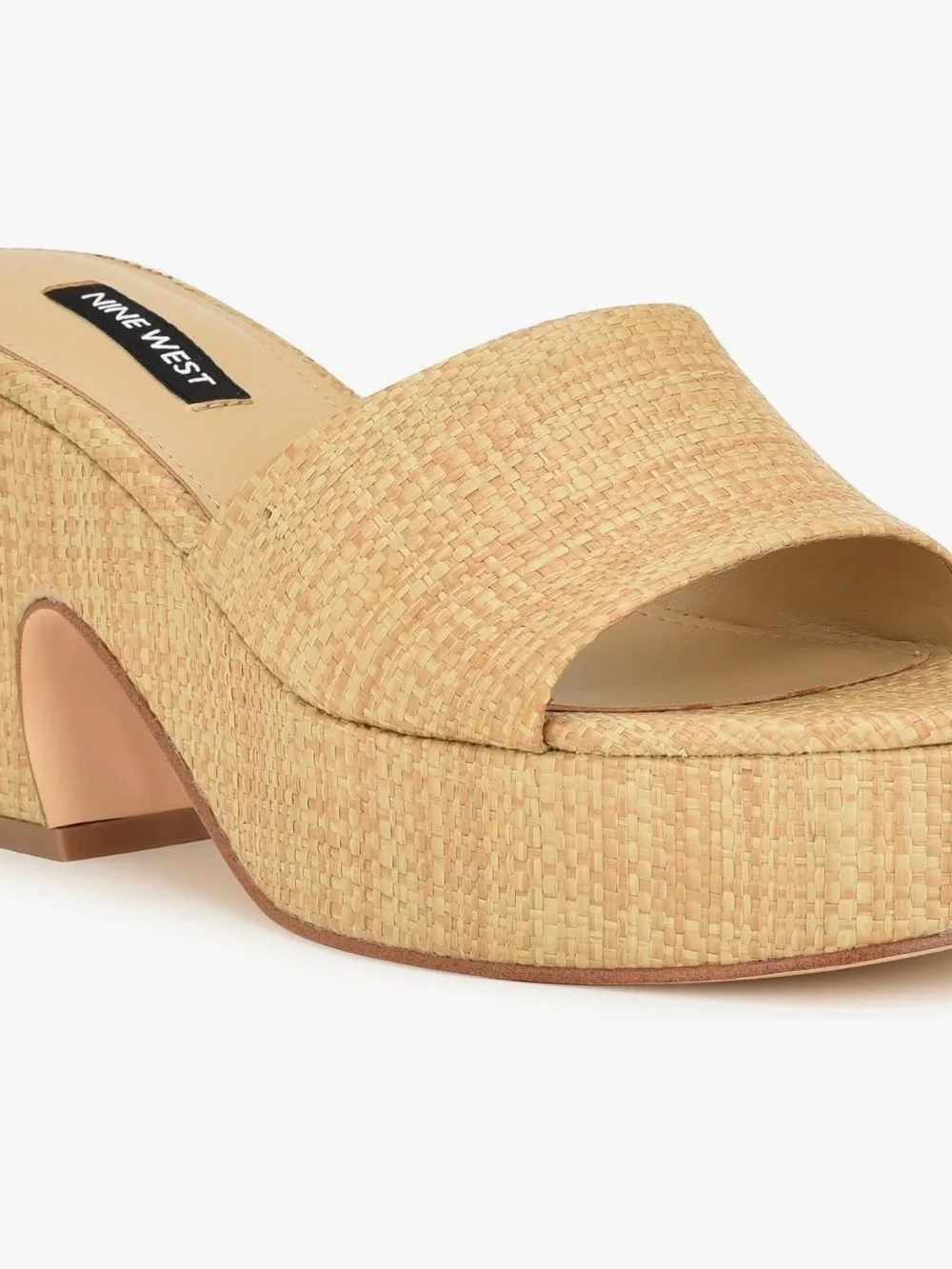 Nine West Natural Raffia Platform Slide Heels